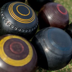 close up of lawn bowls