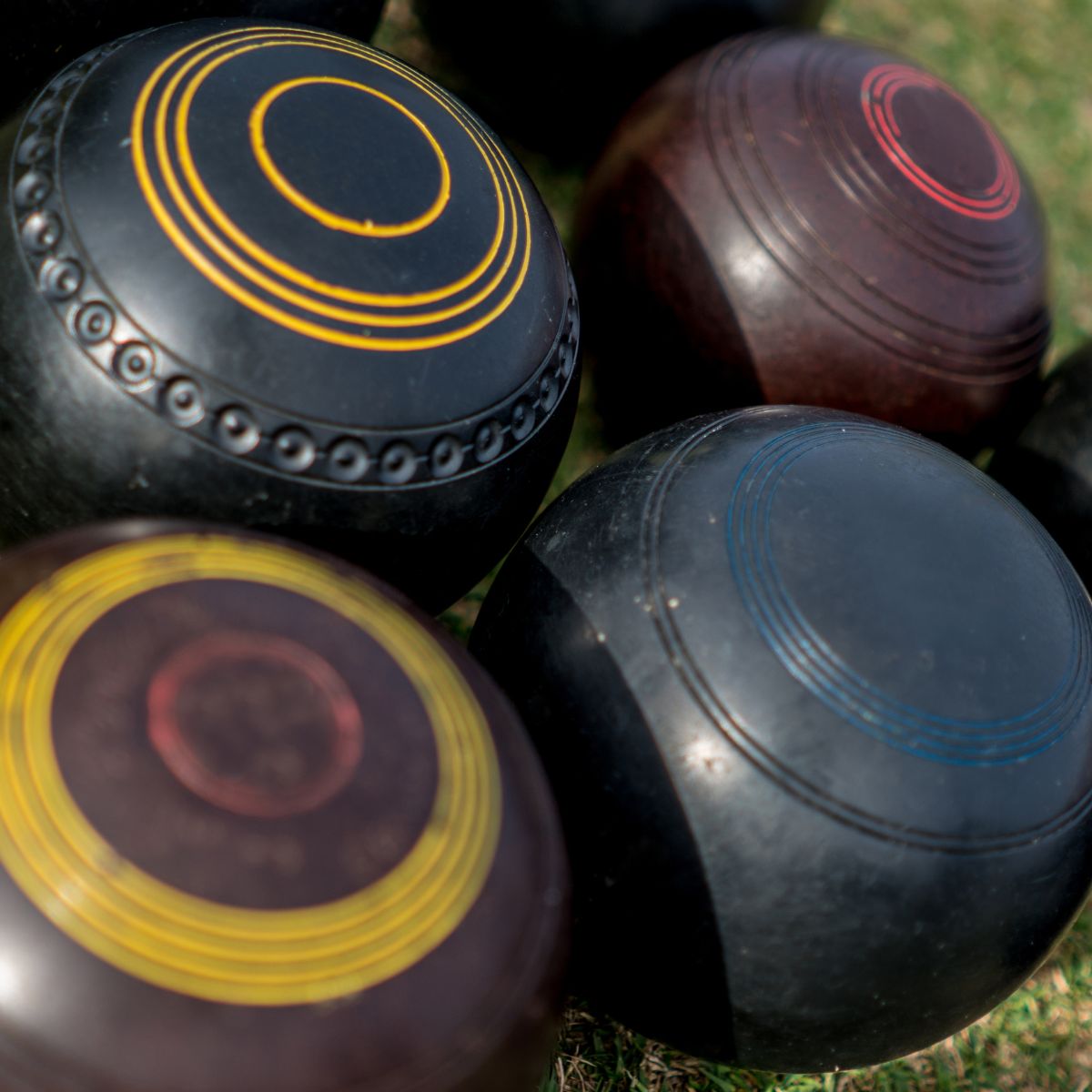 close up of lawn bowls